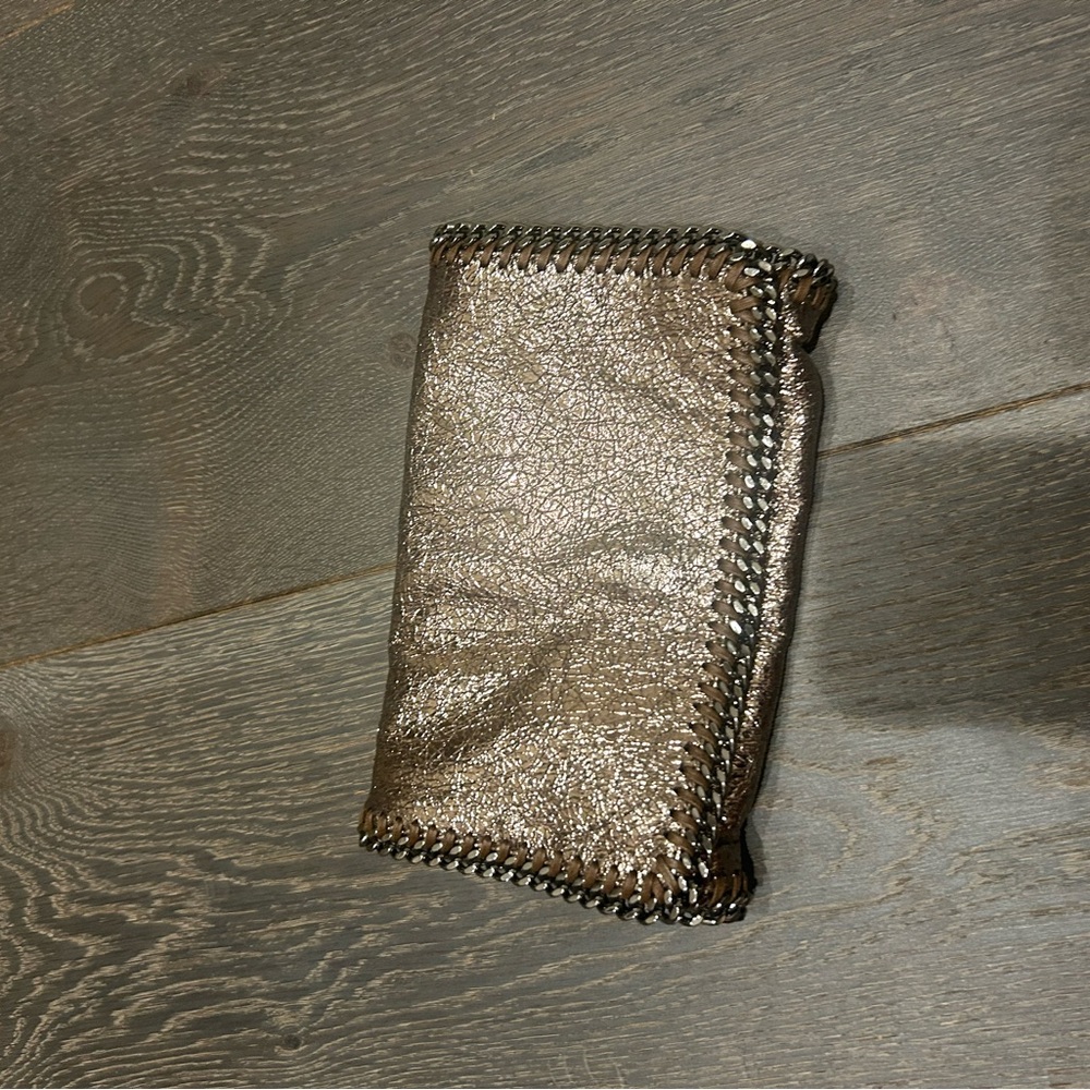 Chic Metallic Wallet with Chain Accent